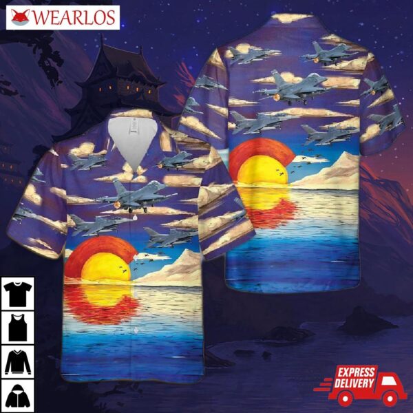 Us Air Force Colorado National Guard 140th Wing F-16 Falcon Hawaiian Shirt