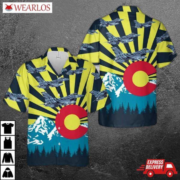Us Air Force Colorado National Guard 140th Wing F-16 Falcon Tiger Hawaiian Shirt