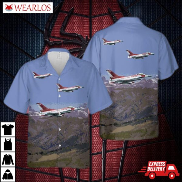 Us Air Force Colorado National Guard 140th Wing The "minutemen" F-16c Flying In Skies Above Southern Rocky Mountains Hawaiian Shirt