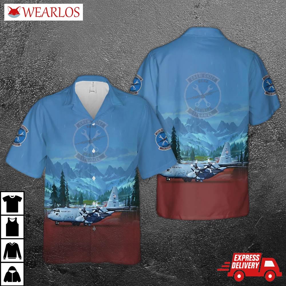 Us Air Force Delaware National Guard 166th Aircraft Maintenance Squadron C-130 Hercules Hawaiian Shirt