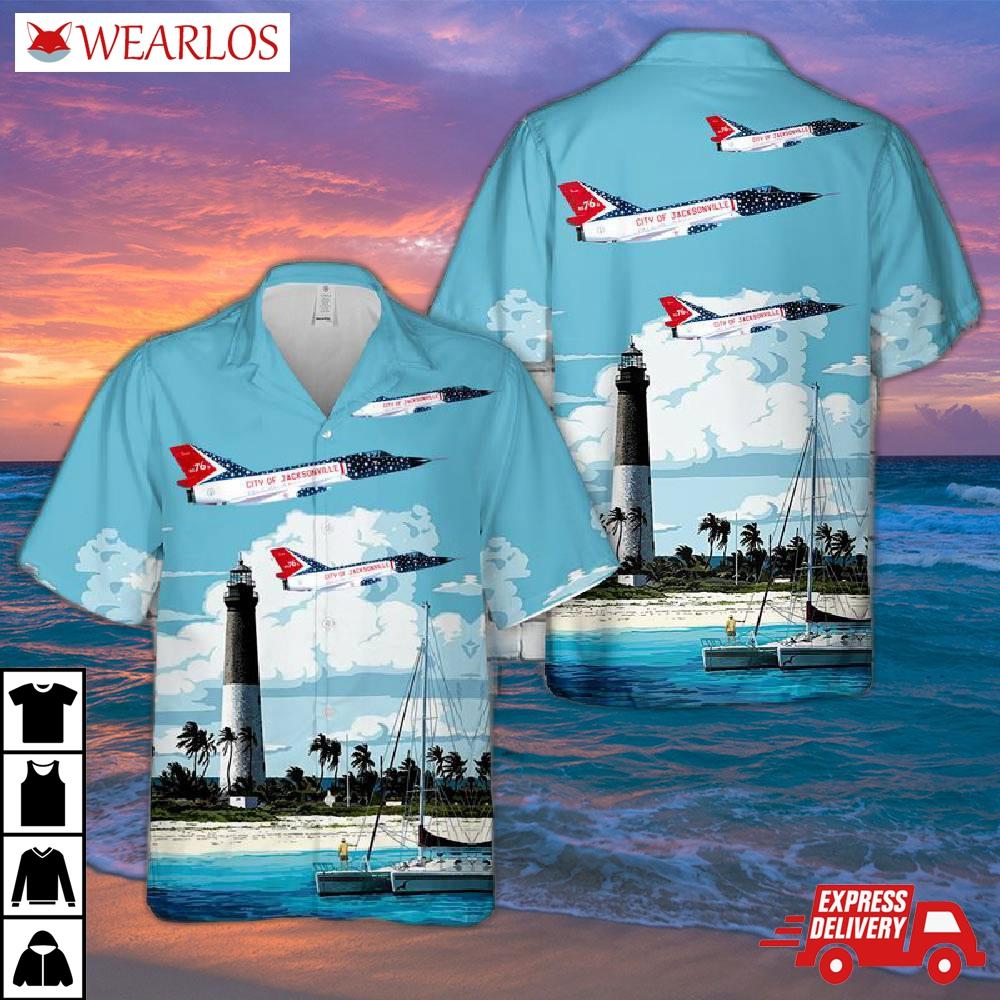 Us Air Force F-106a Delta Dart City Of Jacksonville Florida National Guard Hawaiian Shirt