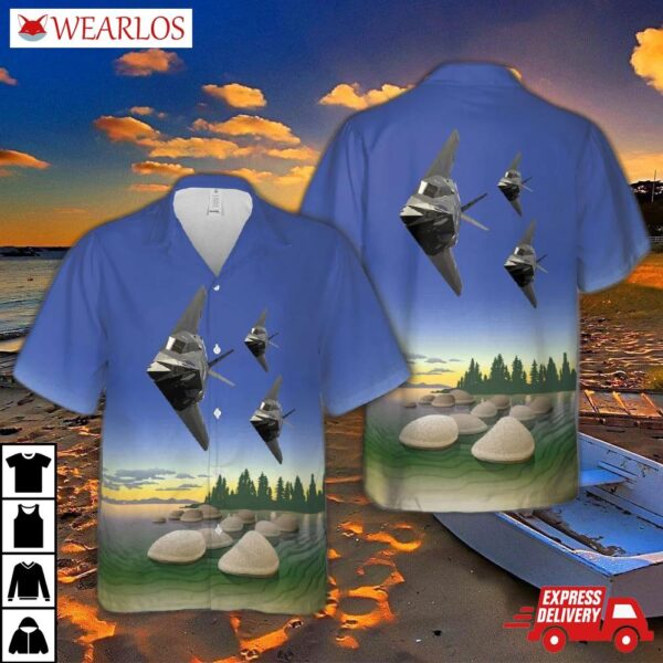 Us Air Force F-117a Nighthawk Stealth Fighter Aircraft Flies Over Nevada Hawaiian Shirt
