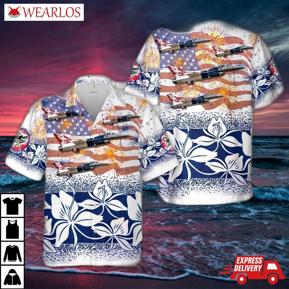 Us Air Force F-16 Fighting Falcon 457th Fighter Squadron, 4th Of July Hawaiian Shirt