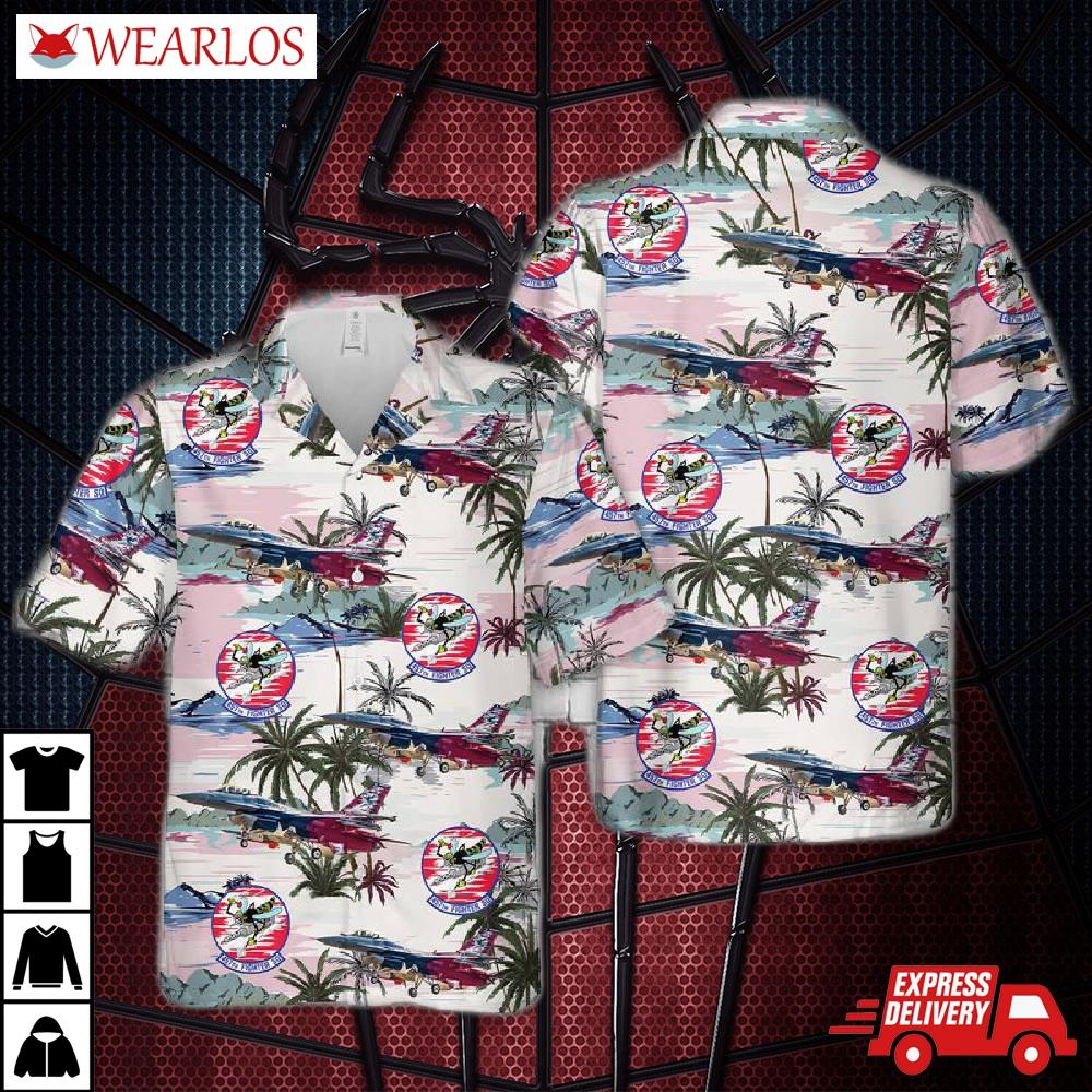 Us Air Force F-16 Fighting Falcon 457th Fighter Squadron Hawaiian Shirt