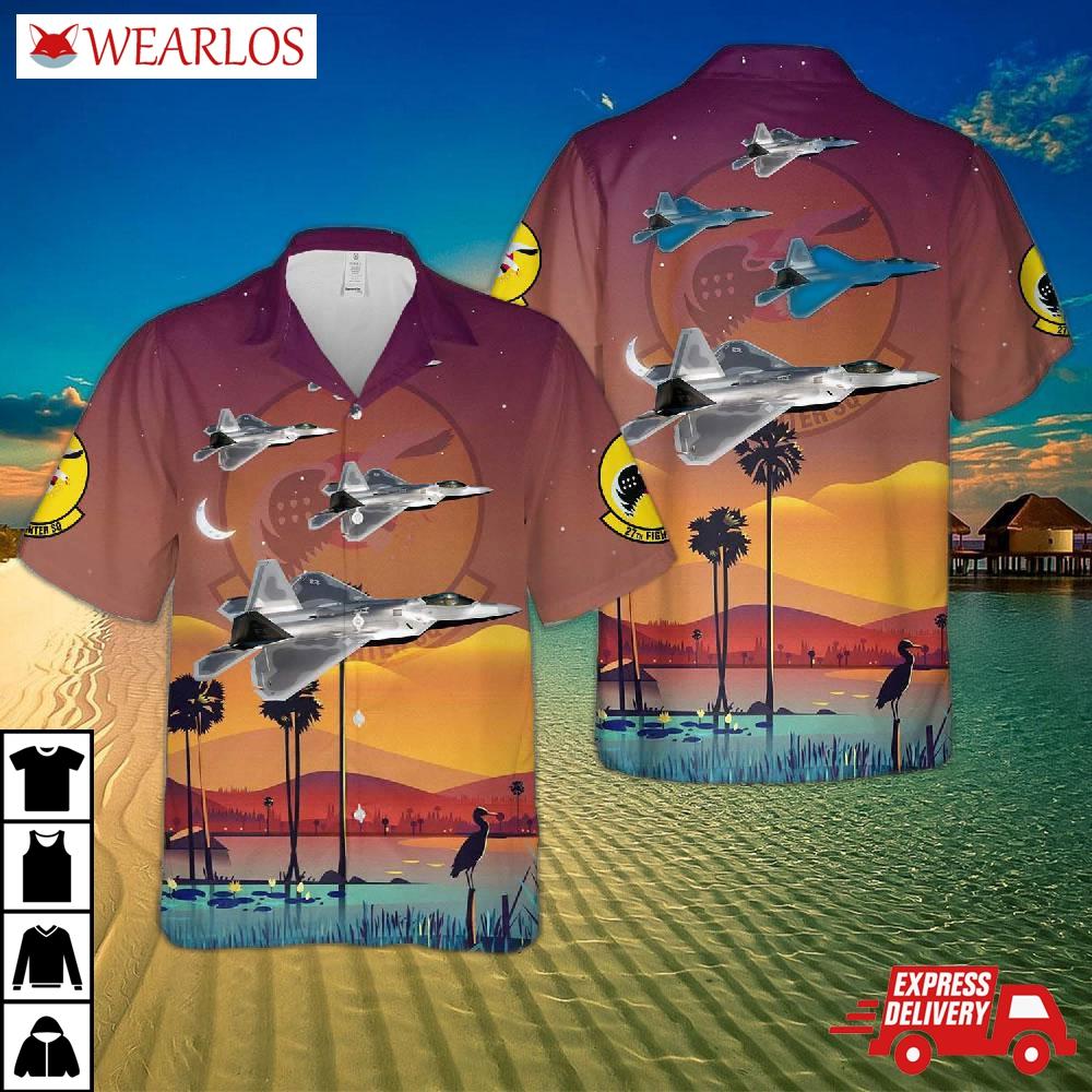 Us Air Force F-22a 03-042 Of 27th Fighter Squadron Hawaiian Shirt