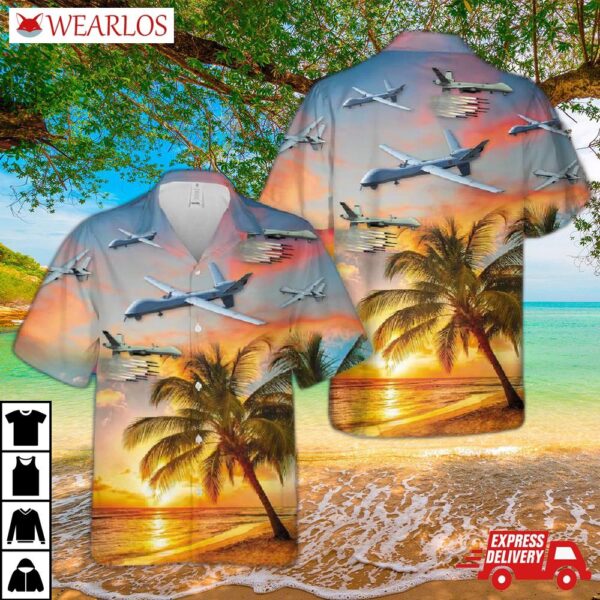 Us Air Force General Atomics Mq-9 Reaper Hawaiian Shirt