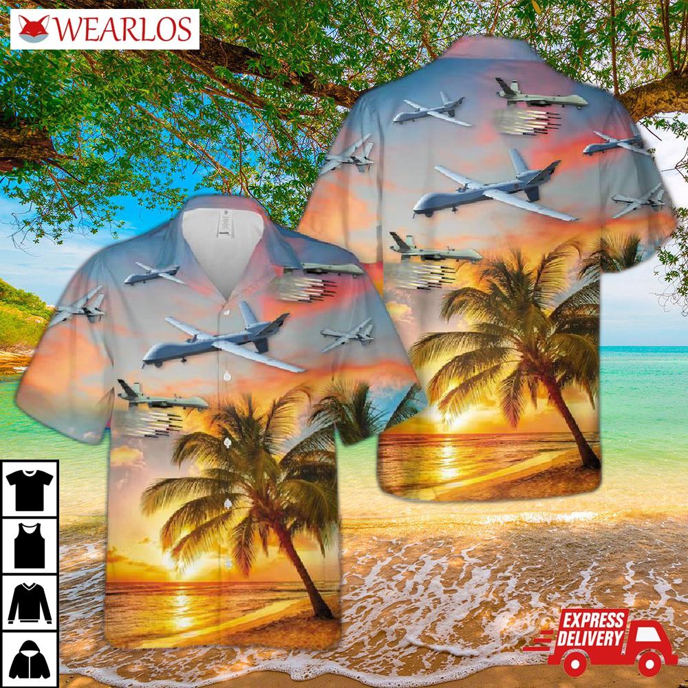 Us Air Force General Atomics Mq-9 Reaper Hawaiian Shirt