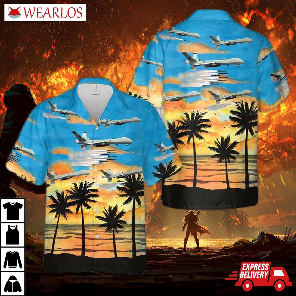 Us Air Force General Atomics Mq-9 Reaper Hawaiian Shirt