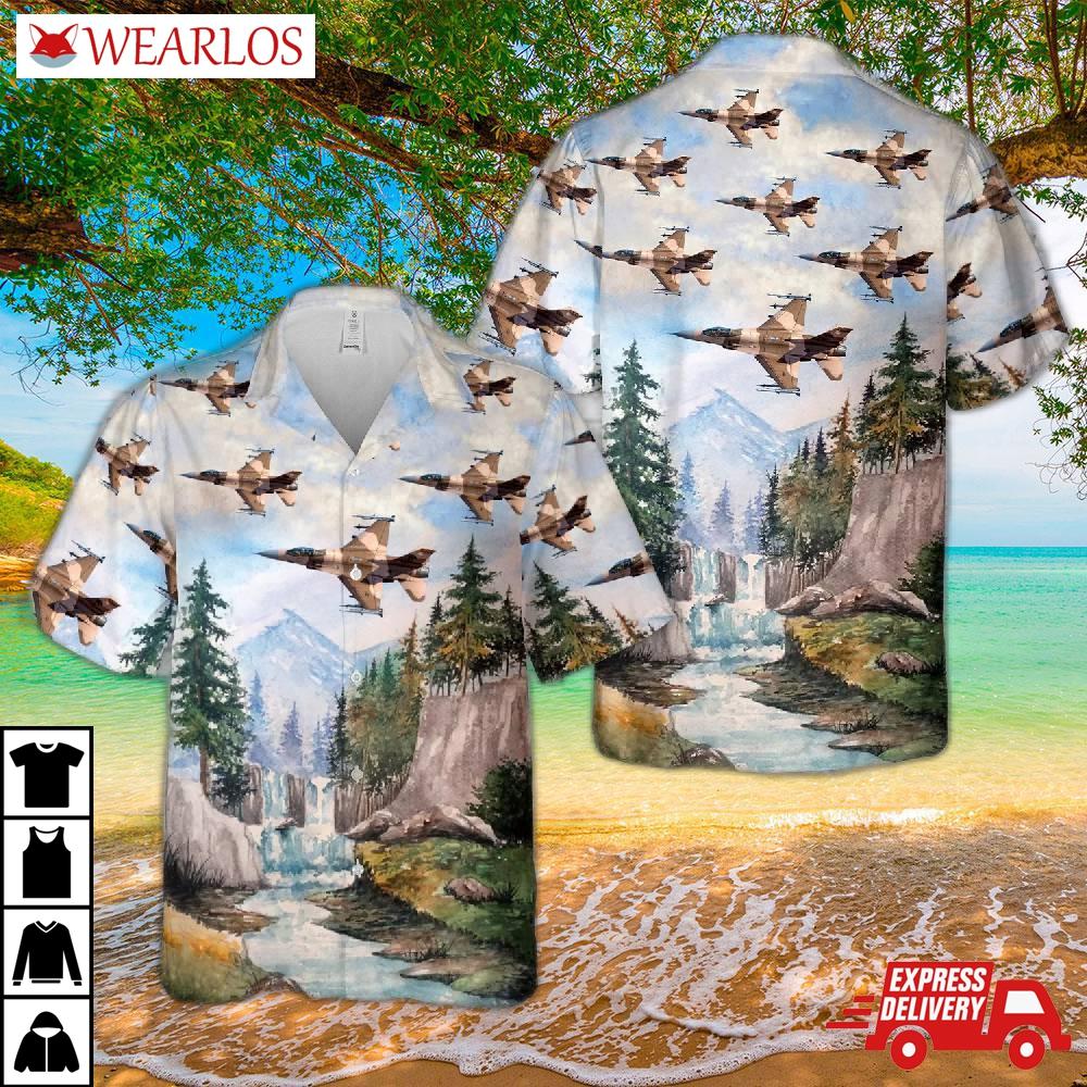 Us Air Force General Dynamics F-16c Fighting Falcon (401) Hawaiian Shirt