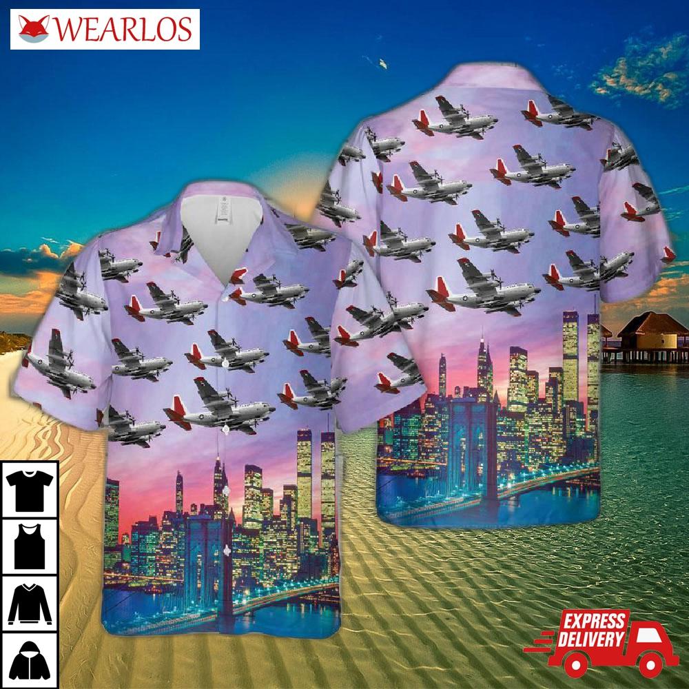 Us Air Force Lockheed Lc-130 New York National Guard Hawaiian Shirt