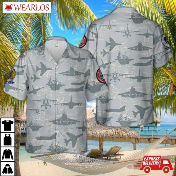 Us Air Force Ltv A-7 Corsair Ii Silhouette Hawaiian Shirt