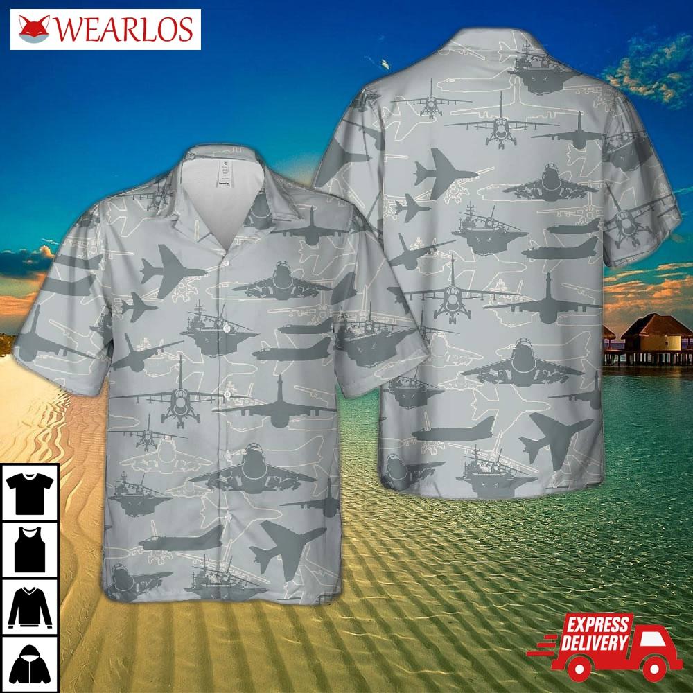 Us Air Force Ltv A-7 Corsair Ii Silhouette Hawaiian Shirt