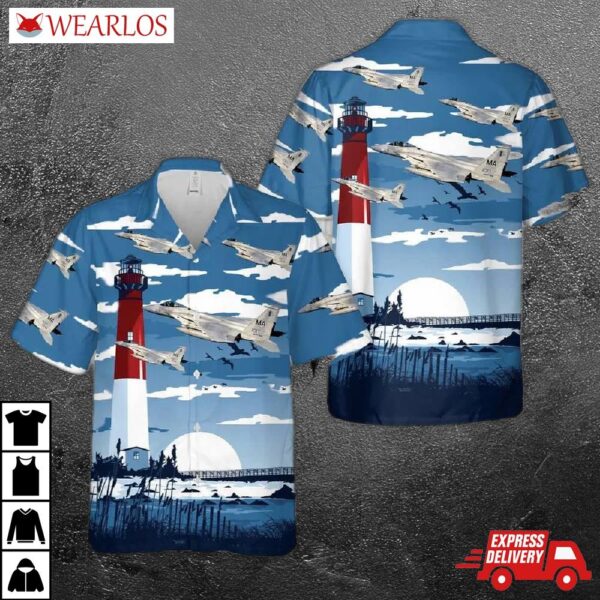 Us Air Force Massachusetts National Guard 102nd Fighter Wing F-15 Eagles Hawaiian Shirt