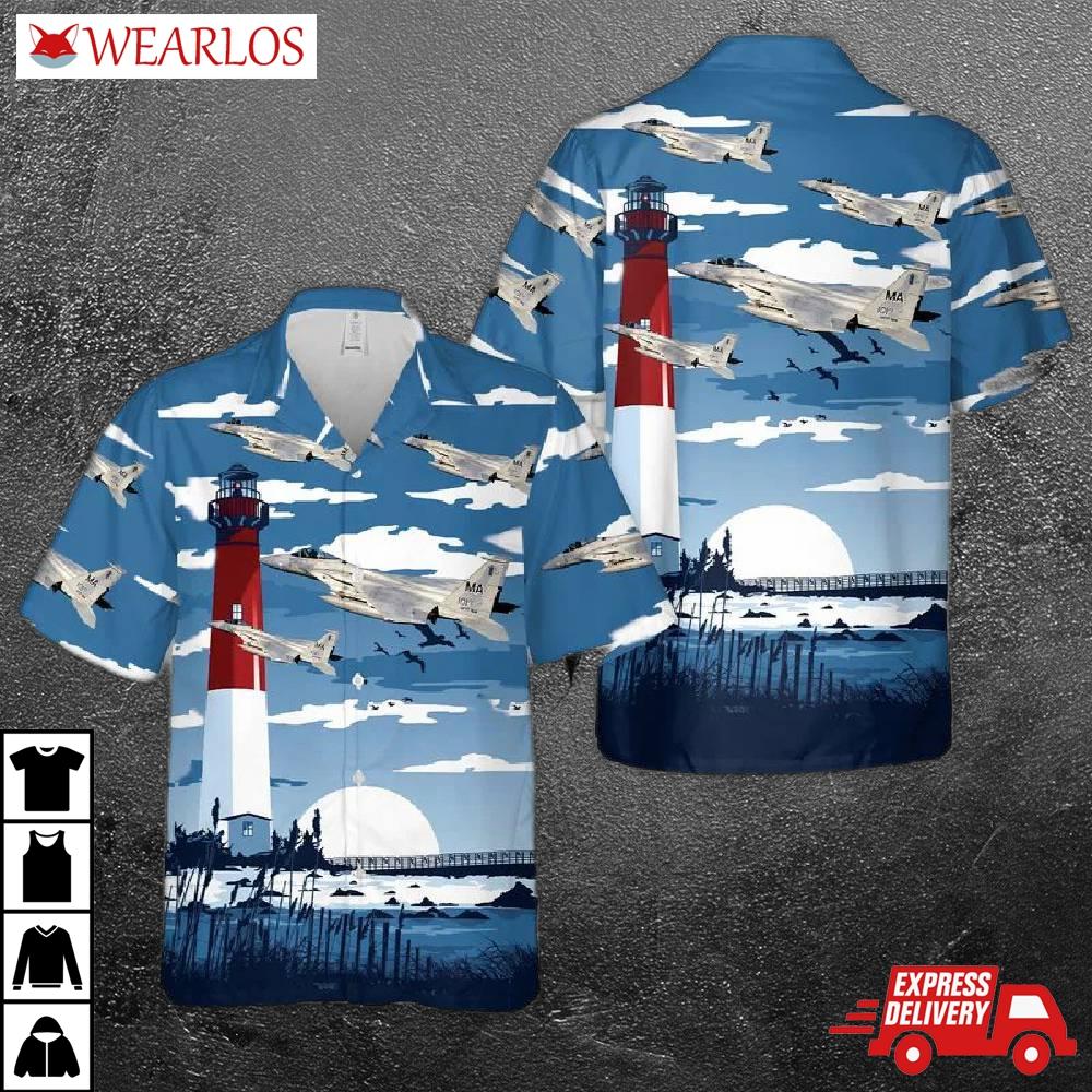 Us Air Force Massachusetts National Guard 102nd Fighter Wing F-15 Eagles Hawaiian Shirt