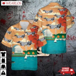 Us Air Force Mcdonnell Douglas F-15 Eagle Over Washington, D.c Hawaiian Shirt
