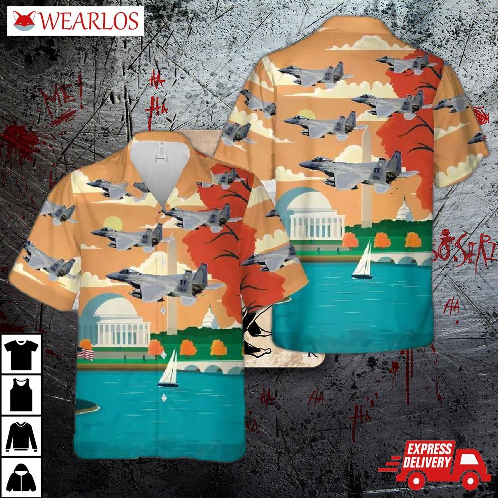 Us Air Force Mcdonnell Douglas F-15 Eagle Over Washington, D.c Hawaiian Shirt