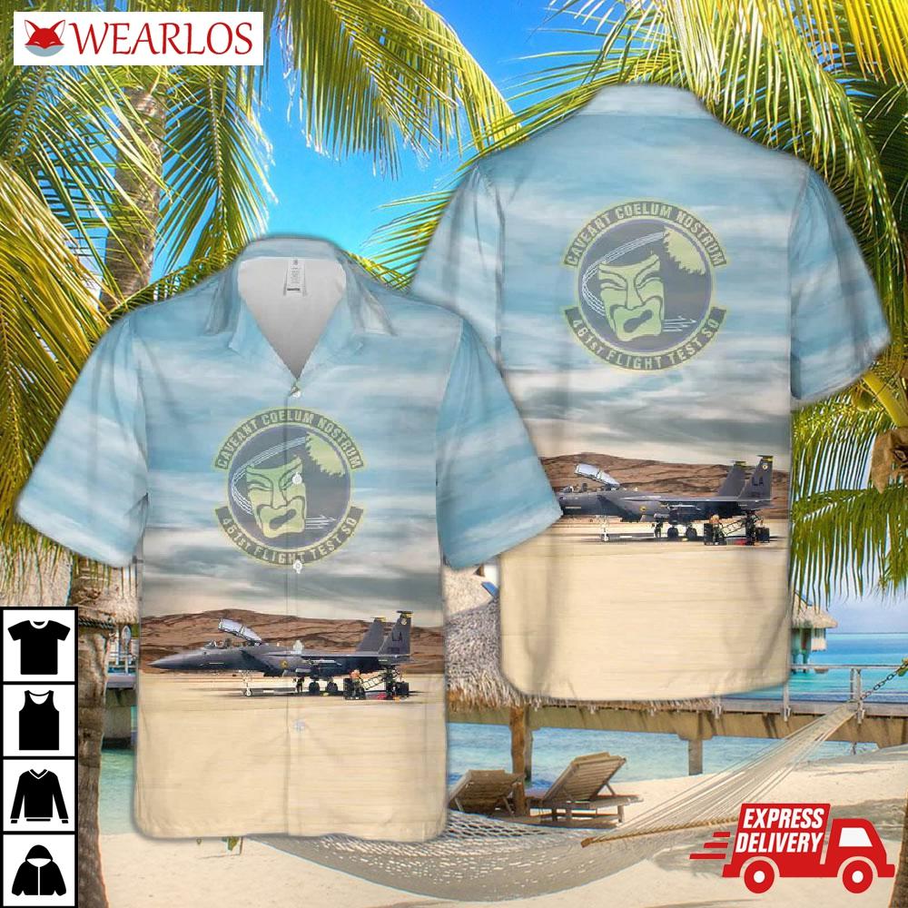 Us Air Force Mcdonnell Douglas F-15e-43-mc Strike Eagle 87-0169 Of 461st Flight Test Squadron Hawaiian Shirt