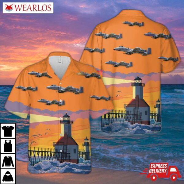 Us Air Force Michigan National Guard 107th Fighter Squadron A-10 Thunderbolt Ii Hawaiian Shirt