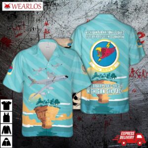 Us Air Force Michigan National Guard 171st Refueling Squadron Kc-135t Stratotanker Hawaiian Shirt