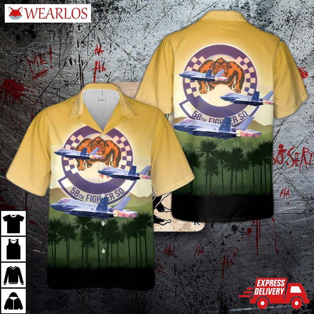 Us Air Force Mighty Gorilla F-35a Lightning Ii Hawaiian Shirt