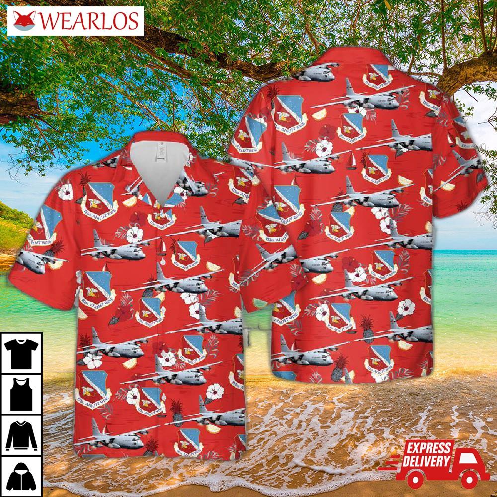 Us Air Force Minnesota National Guard 133rd Airlift Wing Lockheed C-130h Hercules Hawaiian Shirt