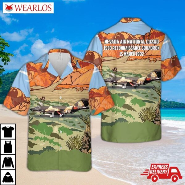 Us Air Force Nevada National Guard 192d Reconnaissance Squadron Rf-101h 56-018 Hawaiian Shirt