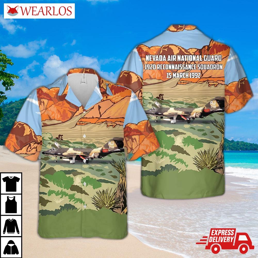 Us Air Force Nevada National Guard 192d Reconnaissance Squadron Rf-101h 56-018 Hawaiian Shirt