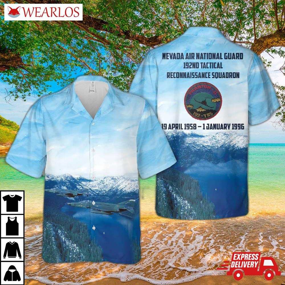 Us Air Force Nevada National Guard 192nd Tactical Reconnaissance Squadron, Mcdonnell Rf-4c Phantom Ii Hawaiian Shirt