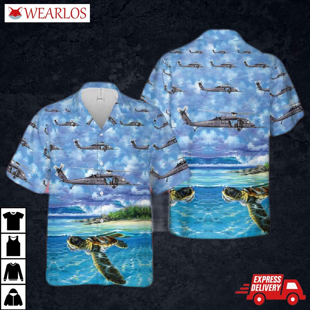 Us Air Force New York National Guard 101st Rescue Squadron Hh-60g Pave Hawk Hawaiian Shirt