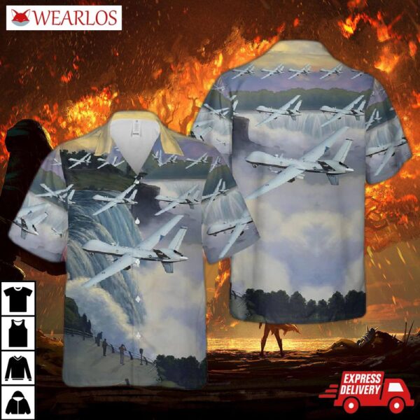 Us Air Force New York National Guard 107th Attack Wing Mq-9 Reaper Hawaiian Shirt