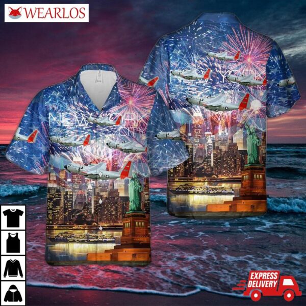 Us Air Force New York National Guard 139th Airlift Squadron Lc-130 "skibird", 4th Of July Hawaiian Shirt