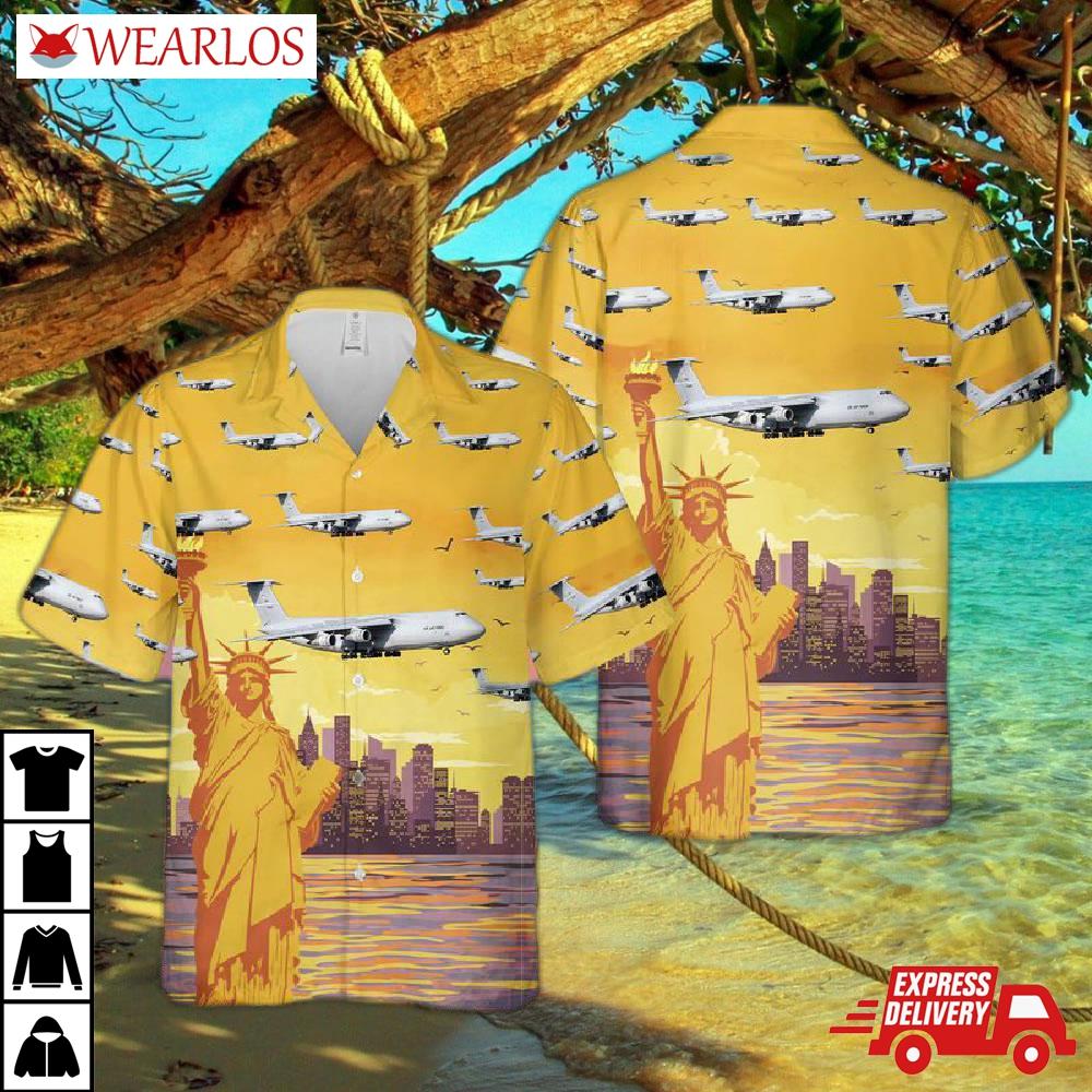 Us Air Force New York National Guard Lockheed C-5 Galaxy Hawaiian Shirt
