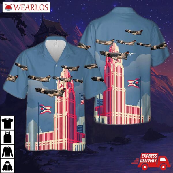 Us Air Force Ohio National Guard 162d Tactical Fighter Squadron, 178th Group Ltv A-7d Corsair Ii Hawaiian Shirt