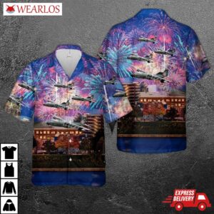 Us Air Force Pennsylvania National Guard 193rd Special Operations Squadron Lockheed Ec-130e Hercules (s/n 63-7869), 4th Of July Hawaiian Shirt