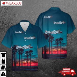 Us Air Force Texas National Guard 111th Fighter Squadron North American F-51d Mustang Hawaiian Shirt