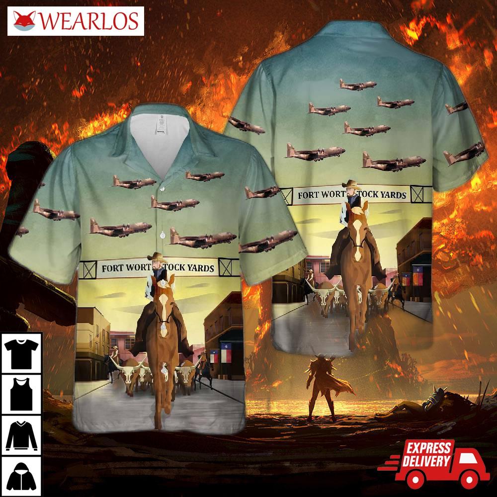 Us Air Force Texas National Guard 181st Tactical Airlift Squadron Lockheed C-130b-lm Hercules 58-0734 Hawaiian Shirt