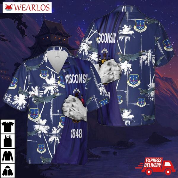 Us Air Force Wisconsin National Guard 115th Fighter Wing F-16 Fighting Falcon Hawaiian Shirt
