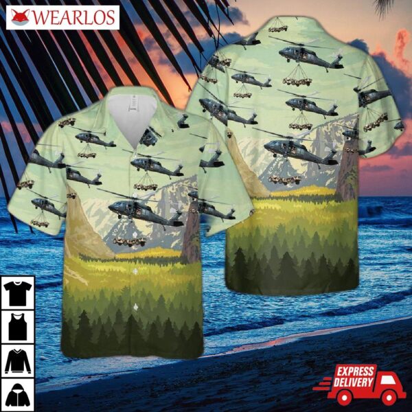 Us Army 101st Airborne Division Sikorsky Uh-60 Black Hawk Hawaiian Shirt