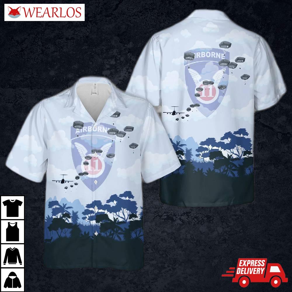 Us Army 11th Airborne Division Parachute Hawaiian Shirt