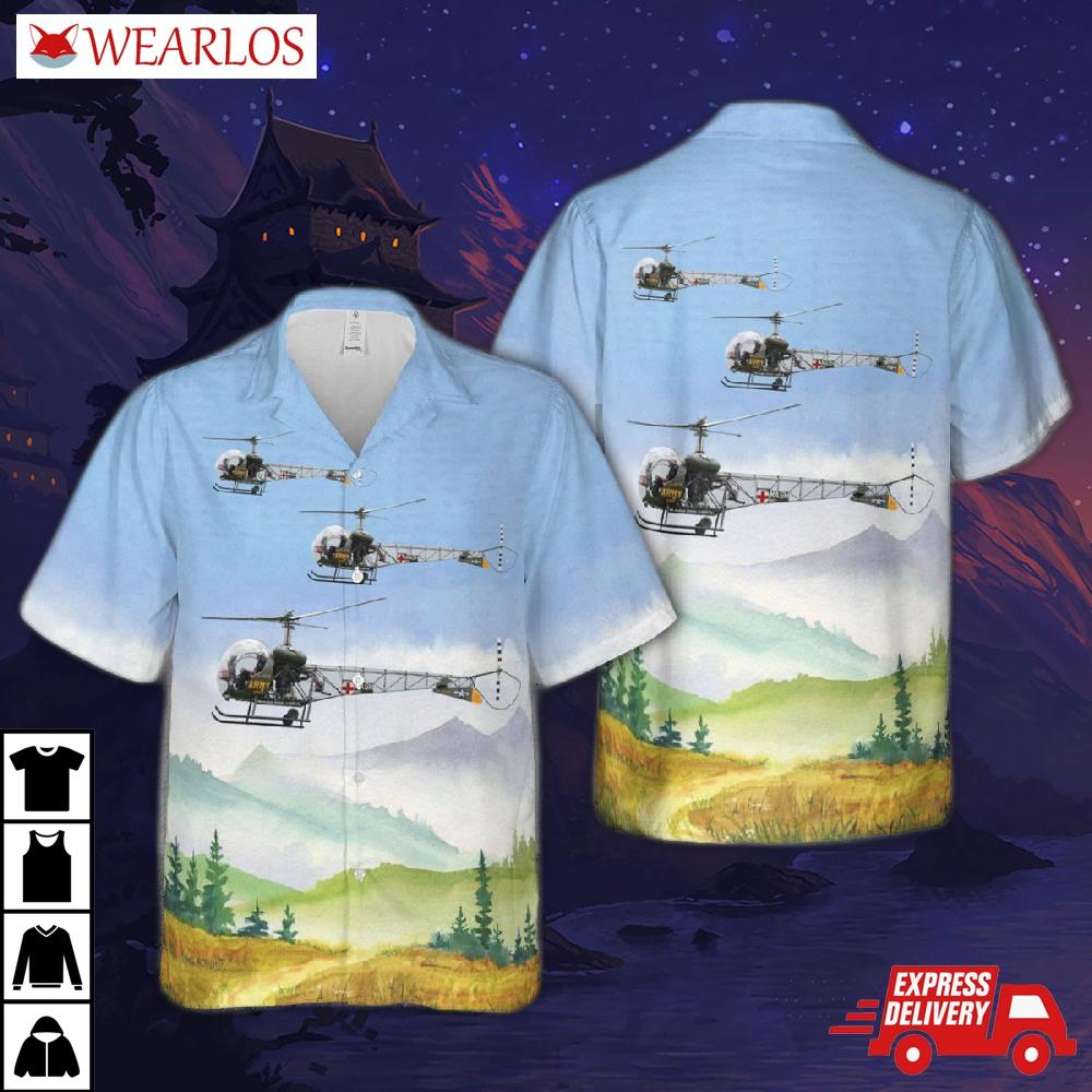Us Army 1954 Bell 47g Hawaiian Shirt