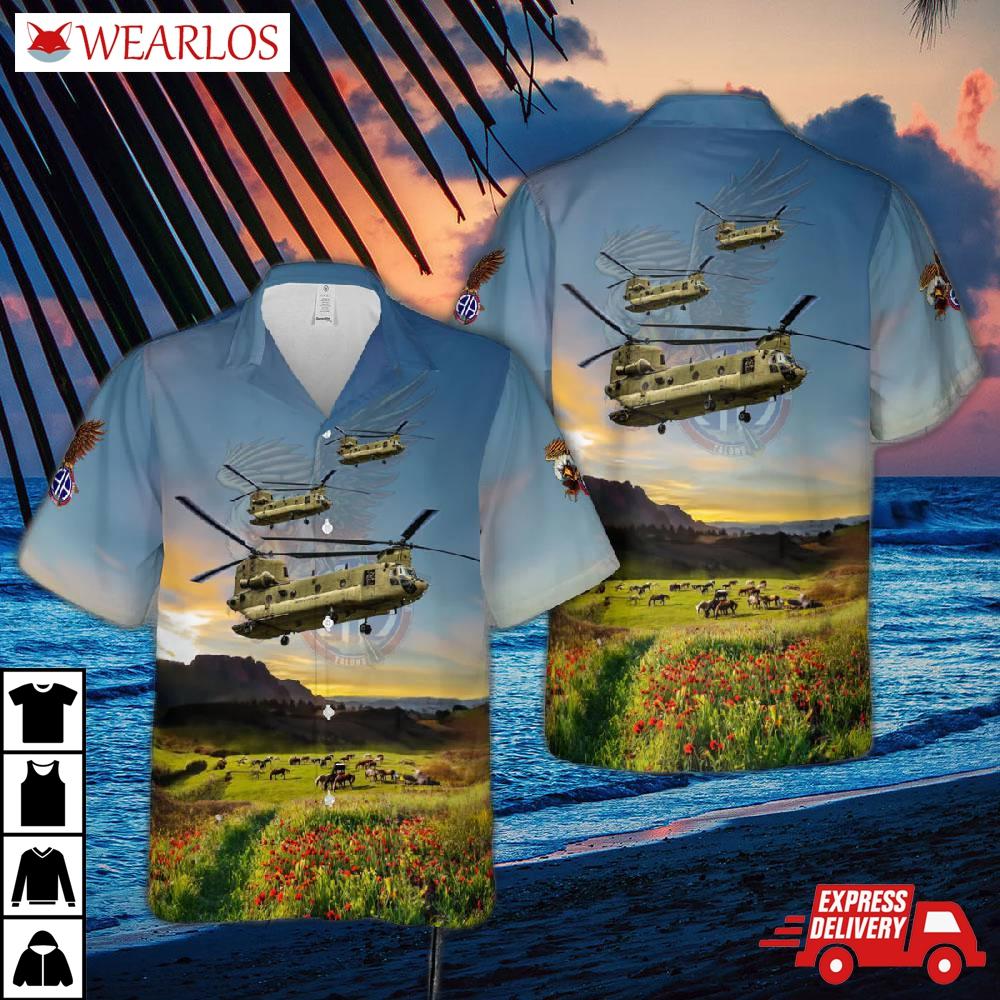 Us Army 3-82nd General Support Aviation Battalion Ch-47 Chinook Hawaiian Shirt