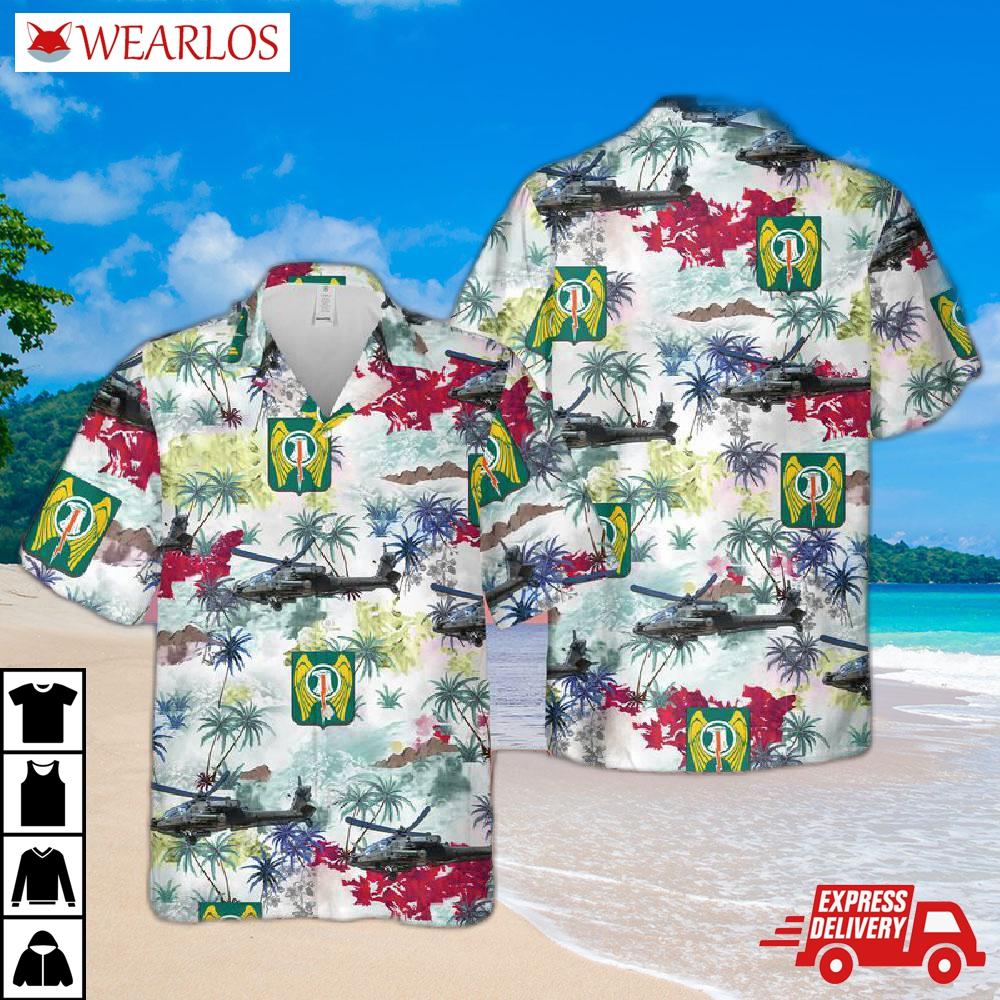 Us Army 501st Aviation Regiment (united States) Ah-64d Apache Hawaiian Shirt