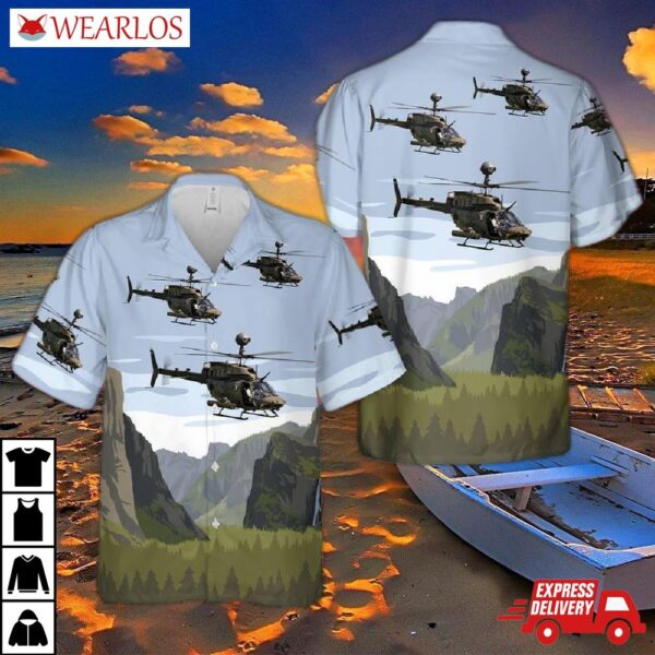 Us Army 82nd Airborne Oh-58d Kiowa Warrior Hawaiian Shirt