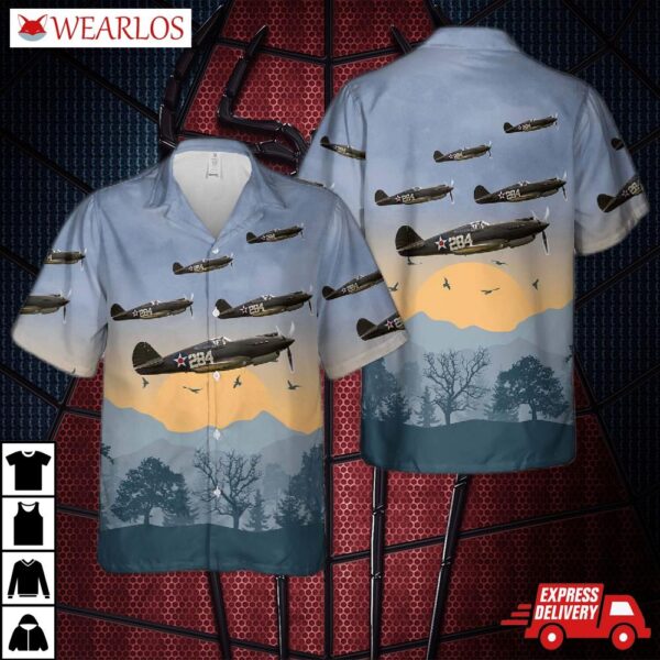 Us Army Air Corps Curtiss P-40b Hawaiian Shirt