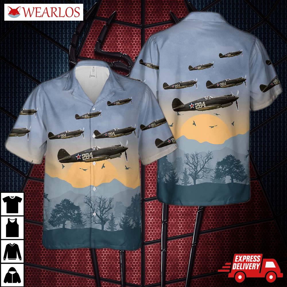 Us Army Air Corps Curtiss P-40b Hawaiian Shirt