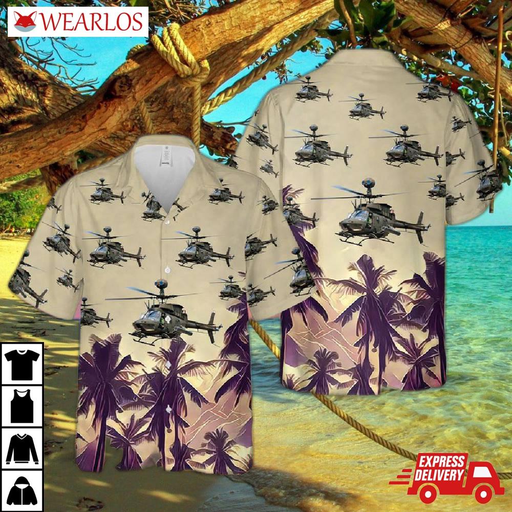 Us Army Bell Oh-58 Kiowa Hawaiian Shirt