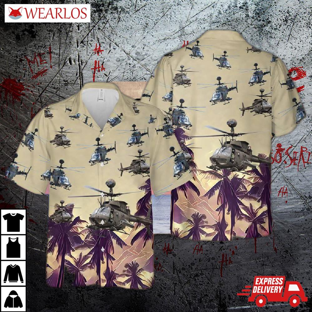 Us Army Bell Oh-58 Kiowa Hawaiian Shirt