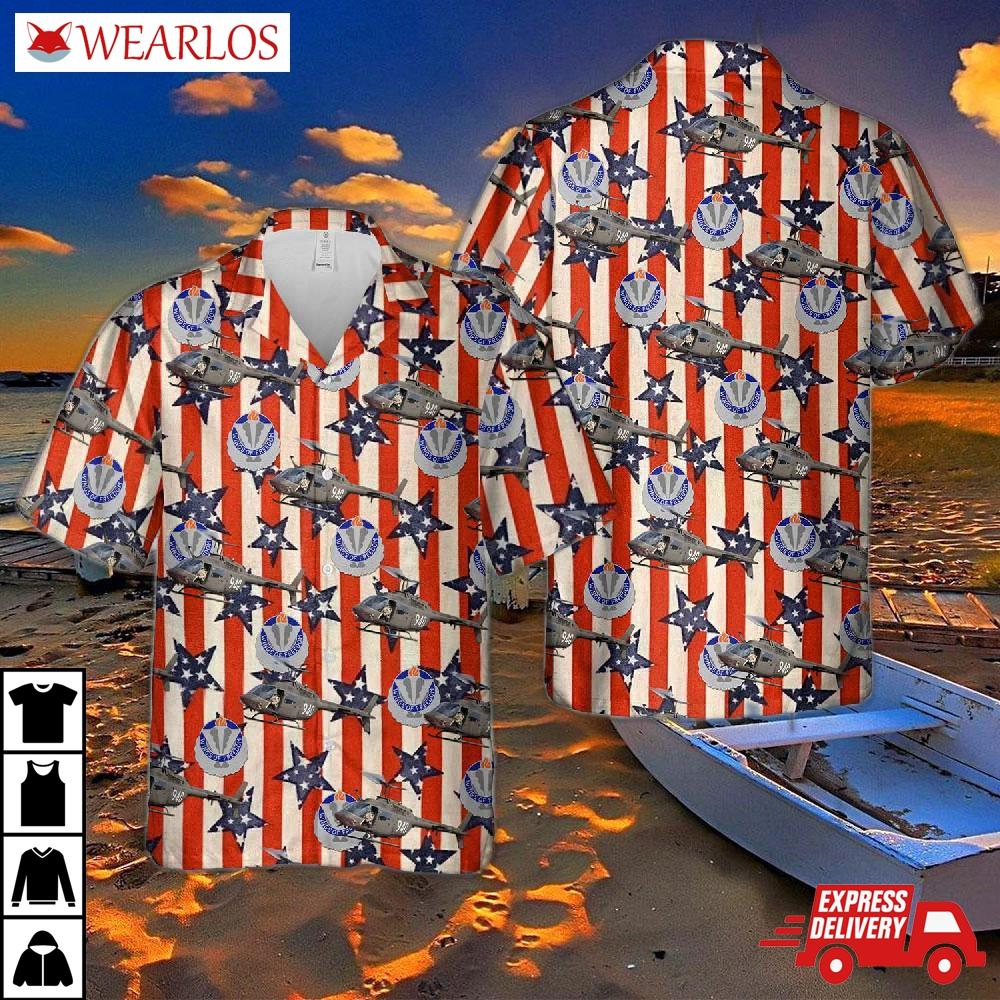 Us Army Bell Oh-58a Kiowa (206a-1), 1st Battalion - 212th Aviation Regiment / 110th Brigade, 4th Of July Hawaiian Shirt