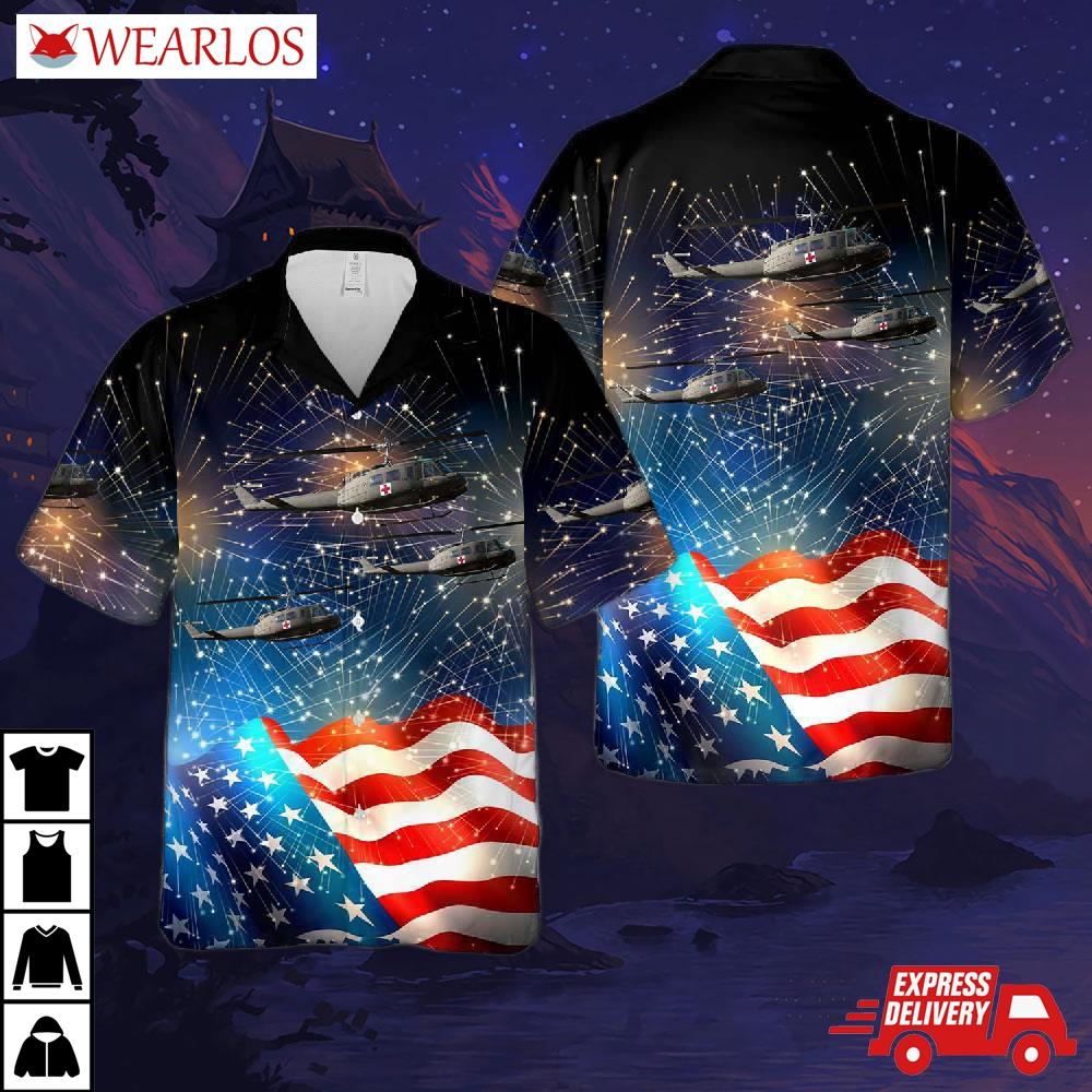 Us Army Bell Uh-1v Iroquois (205), 4th Of July Hawaiian Shirt