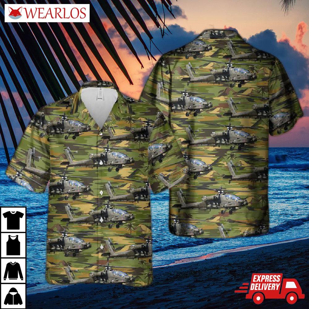 Us Army Boeing Ah-64d Apache Hawaiian Shirt